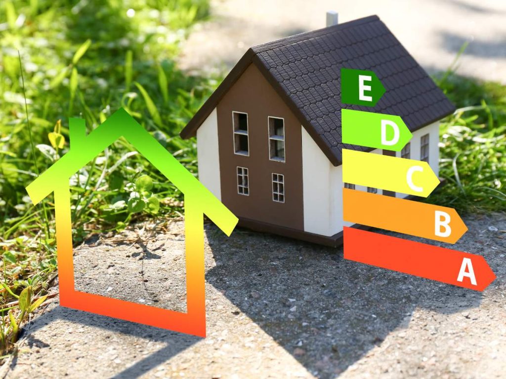 A home with various energy-efficient upgrades including solar panels and high-efficiency windows